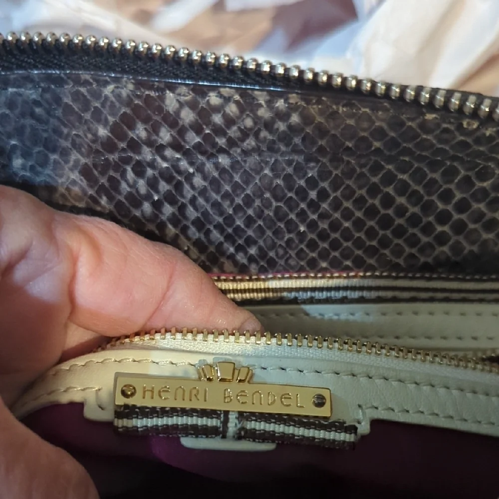 Henri Bendel Crocodile-Embossed Women's handbag with crossbody strap